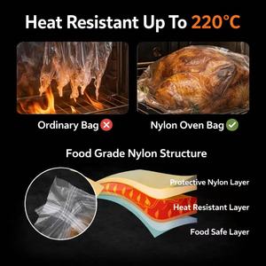 Food Grade Heat Resisting Nylon Oven Bags for Turkey Ham Seafood Vegetables Pizza - Product Image 3