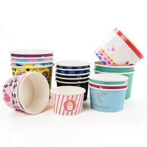 맞춤형 아이스크림 컵 4oz 뚜껑 인쇄 크래프트 종이 뜨거운 커피 종이 컵 어린이 만화 아이스크림 종이 컵