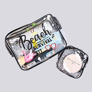100 Uds. LOGO negro personalizado marca maquillaje transparente PVC impermeable pequeña bolsa de viaje bolsa de plástico con cremallera - Product Image 1