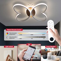 Plafonnier LED intelligent moderne et élégant, de haute qualité, avec télécommande, en aluminium et fer, en forme de papillon, pour chambre d'enfant, à intensité variable