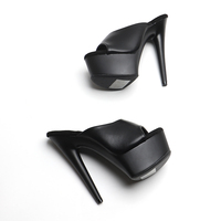 15CM / 6 pouces mat PU supérieur femmes été talons hauts plate-forme Peep Toe pantoufles sandales pôle chaussures de danse