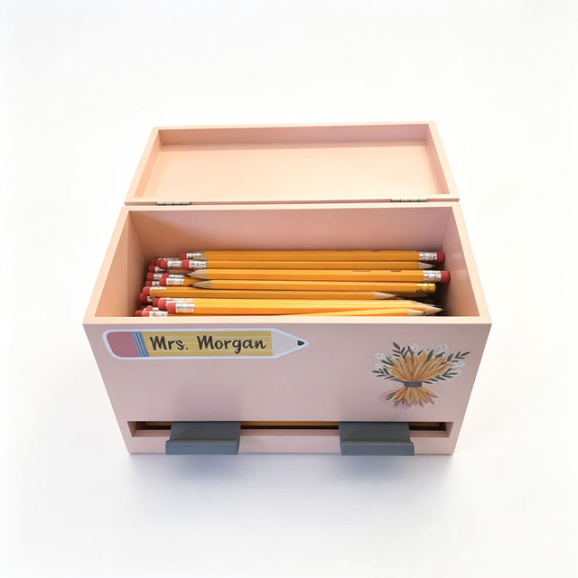Wooden Pencil Dispenser for Classroom Pastel Wood Pencils Holder for up to 200 Pencils Reusable Straw Dispenser for Home Office