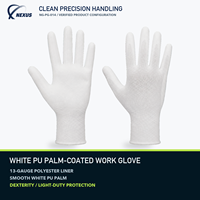 Gant de travail en polyester blanc de calibre 13 avec paume enduite de PU