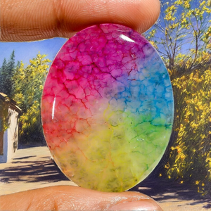 Pierre précieuse cabochon en quartz solaire arc-en-ciel naturel changeant de couleur, offerte au prix par carat, idéale pour la fabrication de bijoux professionnels - Product Image 3