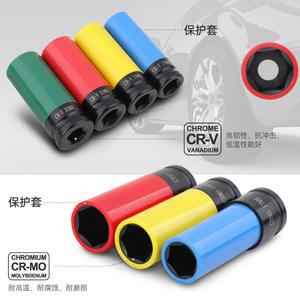 Juego de llaves de vaso neumáticas Xi Meng de 4 piezas, 17, 19, 21 mm, herramienta de aire de acero hexagonal profunda para protección de cubo de rueda - Product Image 1