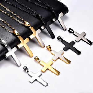 Collier pendentif croix en acier inoxydable, combinaison de couleurs, pour femmes et hommes, symbole de foi et de prière, breloques chrétiennes, chaîne en métal, bijou amulette - Product Image 1