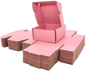 Kleine rosa Karton Wellpappe Mailer Boxen Prägung Aseptische Verpackung für kleine Unternehmen Bastel geschenke mit UV-Beständigkeit - Product Image 1