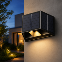 Applique murale solaire extérieure IP65 étanche, éclairage haut et bas, 3 panneaux solaires, charge USB, lampe murale LED pour jardin, patio, clôture
