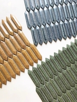 Mosaico de Cerámica Cristalina de Alta Densidad, Diseño de Parquet Brillante para Decoración de Paredes y Pisos Interiores, Estilo de Tiras