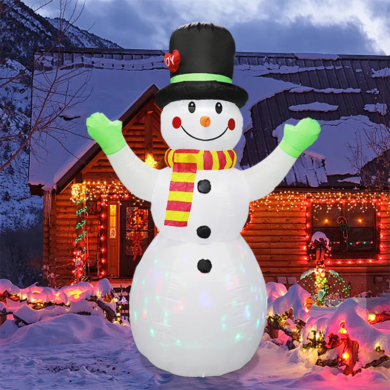 7 kaki panjang balon Natal luar ruangan Santa Claus naik Sled & rusa kutub, meniup halaman Dekorasi cuci gudang dengan lampu LED