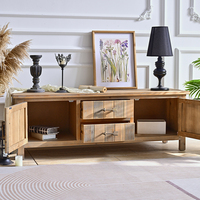 Meuble TV INNOVA au design rustique vintage en bois et métal avec tiroir de rangement