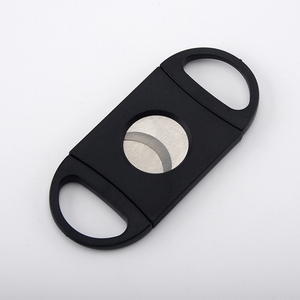 Cuchillo para cigarros de acero inoxidable, cuchillo para cigarros elástico con doble dedo, cortador de cigarros de plástico de lujo negro - Product Image 2