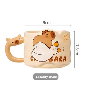 Vente en gros de nouvelles tasses en céramique Capybara de 300 ml, tasses mignonnes et créatives pour étudiants, tasses cadeaux d'anniversaire - Product Image 5