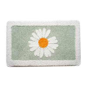 Alfombra de Baño Rectangular Daisy Flocked, Absorbente y Antideslizante, Diseño Floral Minimalista - Product Image 2