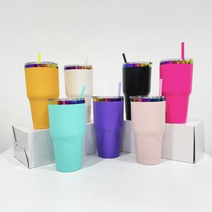 Gobelet personnalisé en acier inoxydable, revêtement poudré arc-en-ciel, 30 oz, logo gravé au laser, design d'impression 3D - Product Image 2