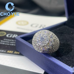 Factory 925 Sterling <b>Silver</b> Custom Ball Shape VVS Moissanite <b>Ring</b> Ice Out Eternity Band Hip Hop <b>for</b> <b>Men</b> Pass Diamond Tester GRA - Product Image 2
