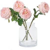 Bunga Mawar Pink Peony Buatan, Sentuhan Realistis, Tampilan Lateks, Tangkai Bunga Palsu, Plastik, Dekorasi Rumah & Liburan