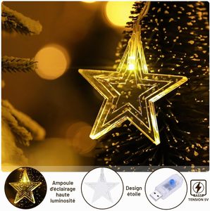 Rideau lumineux solaire LED pour scène extérieure, lumières de Noël - Product Image 3