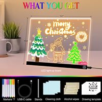 Tableau de dessin LED rechargeable de 16 pouces, bricolage, message, tableau d'affichage, 7 couleurs de lumière, acrylique, effaçable à sec, tableau de copie pour chambre d'enfant, magasin