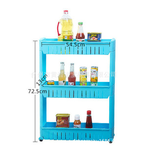 <b>Plastic</b> Storage Rack With <b>Wheels</b> Multi Layer Bathroom Kitchen Organizer Standing Type PP Material Easy To Move - Product Image 2