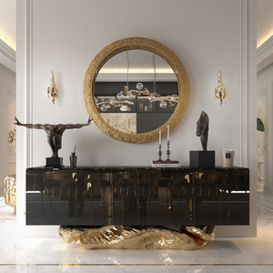 Foshan Top Luxury Furniture Manufacture <b>Console</b> Luxury Cabinet <b>Black</b> Sideboard Cabinets for Living Room DV-ANGRA-03-BOCAS Sidebo - Product Image 1
