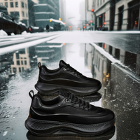 Chaussures de sport pour homme, nouveau style, baskets tendance en mesh noir, chaussures de course et de gym avec bout blanc décontracté, design imperméable, pour la marche en hiver