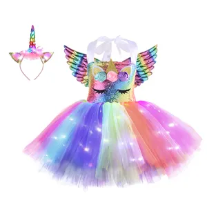 Alla moda unicorno Tutu gonne per ragazze Led Light Up principessa Tutu Set di abiti per Halloween vestire i regali di natale di compleanno