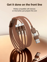 Câble USB tressé en nylon 5-en-1 haute vitesse 100W, charge rapide pour appareil photo iOS, ordinateur, connecteurs Micro USB Type-C, cuivre pur