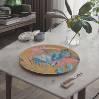 Assiette de présentation de luxe en plastique doré incrusté, 13 pouces, design moderne, haute qualité pour mariages, maisons et fêtes
