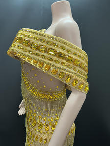 Novance Y4532 Vestido de Gala Más Vendido de 2025 Elegante Vestido Dorado de Graduación con Diamantes y sin Tirantes para Fiestas Nocturnas y Club - Product Image 5