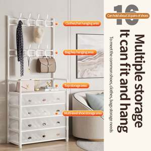 Zapatero y Perchero de 5 Niveles con Cubierta Antipolvo, Organizador de Zapatos con Ganchos para Armario, Entrada, Sala de Estar - Product Image 4