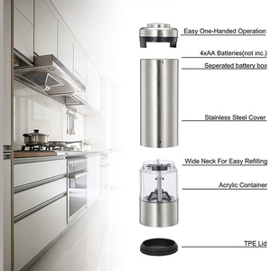 Place-Saving Battery Operated Stainless Steel <b>Pepper</b> Family-style Seasoning and Cooking W-D08 Simple Design <b>Pepper</b> W-D08 - Product Image 3