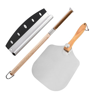 Juego de Utensilios para <span class=keywords><strong>Pizza</strong></span> Desechables de Metal con Pala de Madera y Cepillo de Limpieza con Logotipo Personalizado para Hornear en la Cocina - Product Image 1