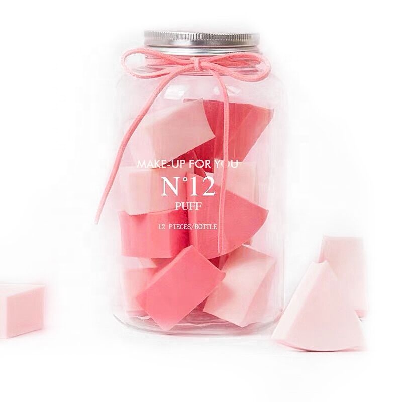 Новое поступление, идеальный подарок, 12 шт., конфетная губка для макияжа лица, блендер, спонж для макияжа с пластиковыми банками