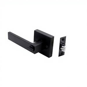 Poignée de porte intérieure carrée noire LELONLOCK en alliage de zinc, design moderne et simple, finition noir mat, pour appartement, OEM - Product Image 3