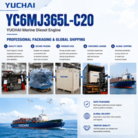 محرك ديزل بحري SCDC YUCHAI YC6MJ سلسلة YC6MJ365L-C20 بقوة 300 كيلوواط و410 حصان وسرعة 1800 دورة في الدقيقة، 6 أسطوانات للسفن التجارية والبضائع