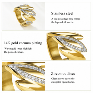 Anillo de cóctel moderno de oro de 10 quilates con engaste de diamantes para mujer, joyería de fiesta - Product Image 3