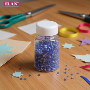Glitter decorativo Ilan 80G blu a forma di stella 4mm per lavori artigianali - Product Image 3
