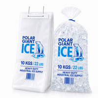 Sacs d'emballage pour glaçons en plastique transparent imprimés sur mesure avec cordon de serrage, résistants, 5lb 8lb 10lb 15lb 20lb