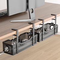 Bandeja Organizadora de Cables Metálica Blanca LKD de Fácil Instalación, Soporte para Escritorio/Mesa con Abrazadera, para Tiras de Alimentación y Cables, Sin Perforación, Estante de Almacenamiento