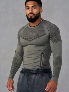 Camiseta Deportiva para Hombre, para Correr, Fitness, Elástica, Transpirable, de Secado Rápido, Ajustada, de Manga Larga, de Poliéster, Estilo Urbano Clásico - Product Image 2