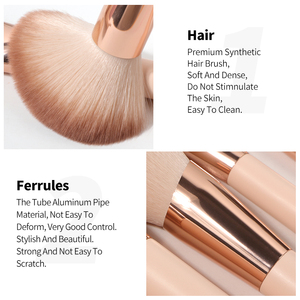 Brochas de Maquillaje Veganas de Alta Calidad y Bajo <span class=keywords><strong>Precio</strong></span>, con Mango de Madera, Brochas de Maquillaje al por Mayor, Juego de Brochas de Maquillaje con Mango Rosa - Product Image 2