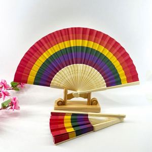 21 cm Rainbow Women's Bamboo Hand Fan for Weddings and Parties - Product Image 4