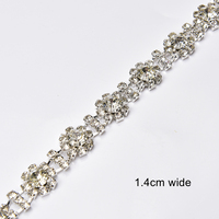 Paillettes argent cristal strass chaîne fleur forme verre diamant décoration garniture Applique pour robe de mariée vêtement chaussures sacs