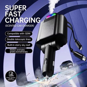 45W PD fast car charger 180° Rotating Retractable Car Charger with Type-C Cable PD Fast <b>Charging</b> Universal Vehicle <b>Adapter</b> - Product Image 4