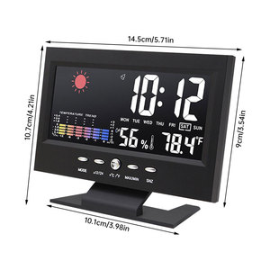 <b>Digital</b> Alarm <b>Clock</b> Multifunction Weather Station Time Temperature Humidity Display <b>Clock</b> with Sound Control for Indoor Outdoor - Product Image 5