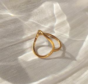 טבעות עיגול גדולות פשוטות זהב רגיל 18 קראט גבוה נירוסטה תכשיטים פשוטים אופנתיים בציפוי זהב - Product Image 4