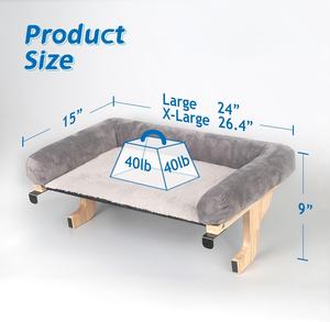 프리미엄 하드우드 정형외과용 고양이 창턱 해먹 기계 세탁 가능 금속 프레임 24인치 폭 - Product Image 5