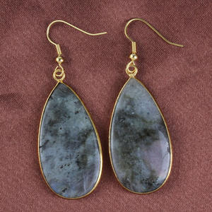 HZ nouveau Design couleur or 100% fait à la main <span class=keywords><strong>Etsy</strong></span> enveloppé naturel Rose Quartz boucle d'oreille Original véritable pierre bijoux fil d'or - Product Image 3