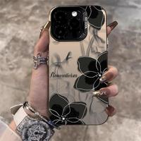 Coque de téléphone en TPU pour iPhone 17 Pro Max, motif Camélia Noir Or Encre Chinoise, compatible avec les modèles 17, 15, 14, 13, 12, 11, nouvelle coque souple pour femme avec prise en main confortable
